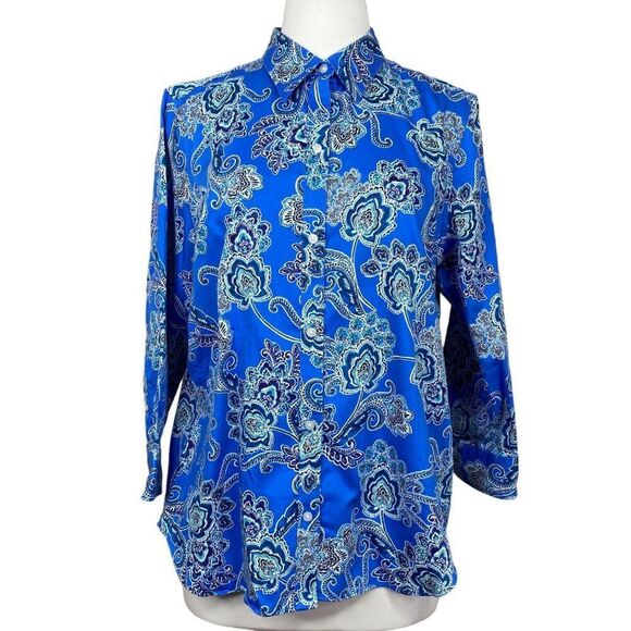 Chaps Paisley Print Button Down Size Large - Picture 1 of 5